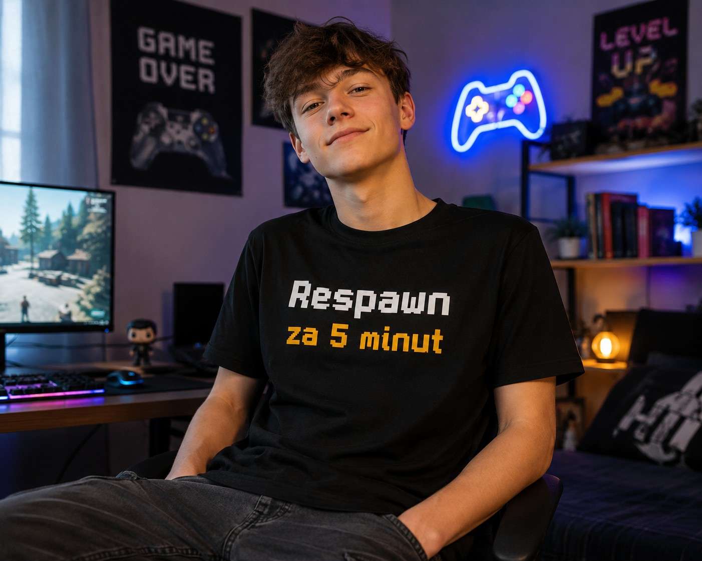 koszulka dla chłopaka z napisem respawn za 5 minut